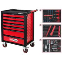 Kstools RACINGline SCHWARZ/ROT Werkstattwagen mit 7 Schubladen und 215 Premium-Werkzeugen