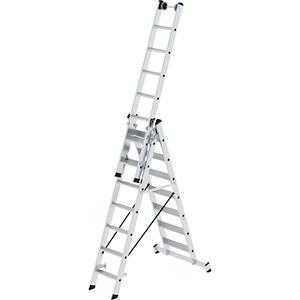 günzburgersteigtechnik Günzburger Stufen- Mehrzweckleiter mit Wandlaufrollen und Nivello Traverse 3x7 Sprossen - GüNZBURGER STEIGTECHNIK