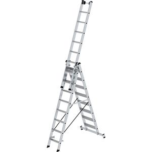 günzburgersteigtechnik Günzburger Stufen- Mehrzweckleiter mit Wandlaufrollen und Nivello Traverse 3x8 Sprossen - GüNZBURGER STEIGTECHNIK