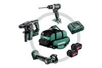 Metabo Combo Set 3.1.1 18 V 691174000 Accu-schroefboormachine, Accu-boorhamer 18 V 4.0 Ah Li-ion Incl. haakse accuslijper, Incl. 2 accus, Incl. lader, Incl. tas