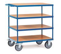 fetra Tischwagen mit Holzwerkstoffplatten 4 Etagen 850x500 mm Ladefläche - 