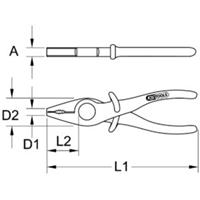 Kstools Kunststoff-Flachzange mit Schutzisolierung, 180mm