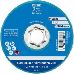 PFERD 42000051 COMBICLICK harde vliesronde CC Ø 115 mm A 180 M voor fijnschuren en finish voor haakse slijpers Diameter 115 mm