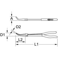 Kstools Flachrundzange 45° gebogen, XL, 270mm