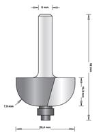 Hikoki Hitachi 8 mm holprofielfrees met onderlager 25.4 x 52 x 7mm