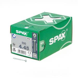 SPAX 291010400455 Universele schroef, Verzonken kop, 4 x 45, Deeldraad, Kruiskop Z2 - WIROX - 500 stuks