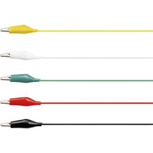Voltcraft KS-630/0.1 Meetsnoerenset [Krokodilklem - Krokodilklem] 0.63 m Zwart, Rood, Geel, Groen, Wit