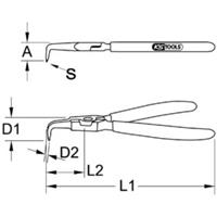 Kstools Seegeringzange für Außensicherungsringe, abgewinkelt, 130mm