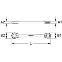 Kstools GEARplus Doppel-Ratschenringschlüssel 11/16x3/4