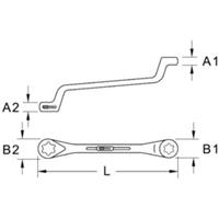 Kstools CLASSIC Torx-E-Doppel-Ringschlüssel, gekröpft, E7xE11