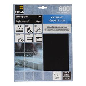 Sencys schuurvel nat en droog S/C 230x280mm P600 - 3 stuks