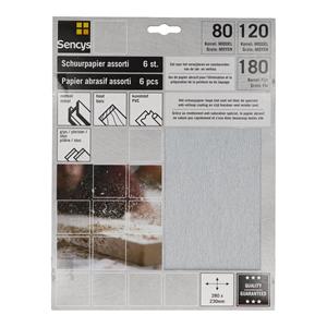 Sencys schuurvel stearaat wit 230x280mm combi P80/120/180 - 6 stuks