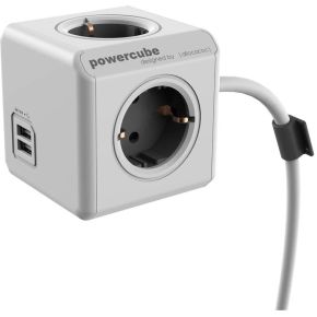 Allocacoc PowerCube Extended USB stekkerblok grijs 4 stopcontacten 3,0M