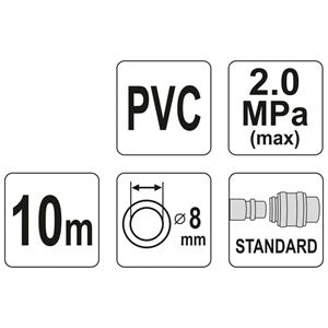 Luftschlauch mit Kupplung PVC 8mmx10m Blau - Yato