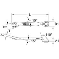 Kstools CHROMEplus Offener Doppel-Ringschlüssel mit Gelenk, 9mm