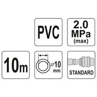 Luftschlauch mit Kupplung PVC 10mmx10m Blau - Yato