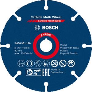 Bosch 2608901196 EXPERT Doorslijpschijf hardmetaal Multi Wheel 76 x 1 x 10 mm