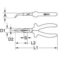 Kstools ULTIMATEplus Flachrundzange, gebogen, 165mm