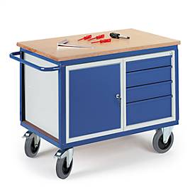 ROLLCART Werkstattwagen mit Stahlschrank und 4 Schubladen 600kg Tragkraft - 