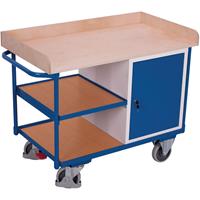 VARIOFIT Werkstattwagen mit Schiebegriff, Schrank und 3 Ladeflächen bis 1125x630mm