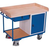 VARIOfit SW-600.611 Tafel en kabinetwagen Staal Poedercoating Laadvermogen (max.): 400 kg Gentiaan-blauw (RAL 5010)