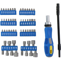 Kinzo Ratelschroevendraaierset - 42 Bits - 14 Houders - 1x Handvat - 1x Flexibele Extensie - 58 Stuks