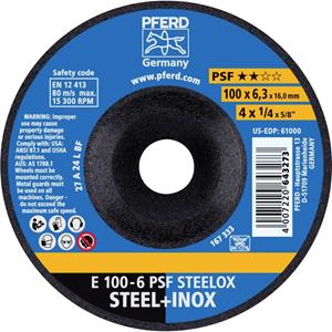 PFERD 62010720 E 100-6 PSF STEELOX/16,0 Schruppscheibe gekröpft 100mm 16mm 10St.