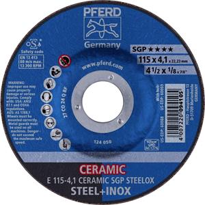 PFERD 62100115 E 115-4,1 CERAMIC SGP STEELOX Schruppscheibe gekröpft 115mm 22.23mm 10St.