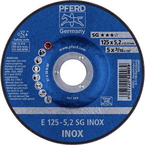 PFERD 62212523 E 125-5,2 SG INOX Schruppscheibe gekröpft 125mm 22.23mm 10St.