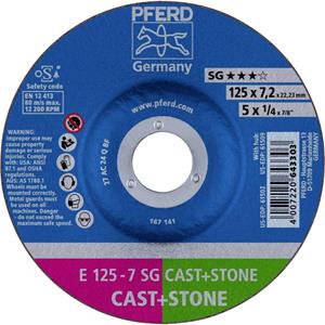 PFERD 62912725 E 125-7 SG CAST+STONE Afbraamschijf gebogen Diameter 125 mm Boordiameter 22.23 mm Aluminiumlegering, Gietijzer, Giethuid, Beton, Titanium 10