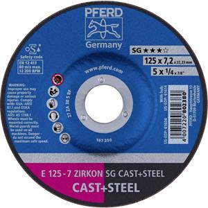 PFERD 62212747 E 125-7 ZIRKON SG CAST+STEEL Afbraamschijf gebogen 125 mm 22.23 mm 10 stuk(s)