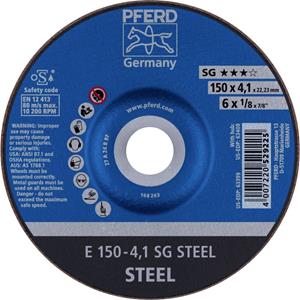 PFERD 69220473 E 150-4,1 SG STEEL Schruppscheibe gekröpft 150mm 22.23mm 10St.