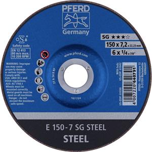 PFERD 62215726 E 150-7 SG STEEL Schruppscheibe gekröpft 150mm 22.23mm 10St.