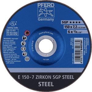 PFERD 62215326 E 150-7 ZIRKON SGP STEEL Schruppscheibe gekröpft 150mm 22.23mm 10St.