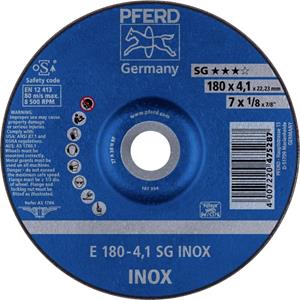 PFERD 62217432 E 180-4,1 SG INOX Afbraamschijf gebogen 180 mm 22.23 mm 10 stuk(s)