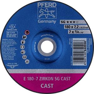 PFERD 62217738 E 180-7 ZIRKON SG CAST Schruppscheibe gekröpft 180mm 22.23mm 10St.