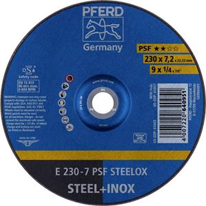 PFERD 62023640 E 230-7 PSF STEELOX Schruppscheibe gekröpft 230mm 22.23mm 10St.