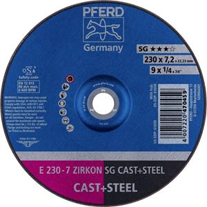 PFERD 62223628 E 230-7 ZIRKON SG CAST+STEEL Schruppscheibe gekröpft 230mm 22.23mm 10St.