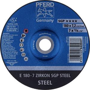 PFERD 62217737 E 180-7 ZIRKON SGP STEEL Schruppscheibe gekröpft 180mm 22.23mm 10St.