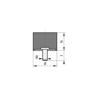 FP Neutrale Produktlinie Gummi-Metall-Puffer Ausführung D, 50 x 50 mm, M10 x 28