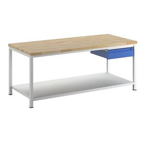 RAU Werkbank, stellingbouw, 1 lade type L, 1 aflegplateau van plaatstaal, diepte 900 mm, breedte 2000 mm