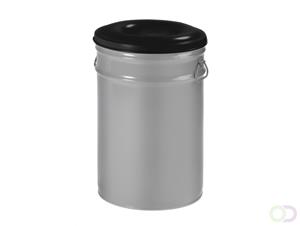 Afvalbak Vlamdovend 60 liter, Aluminium/Zwart