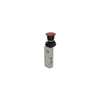 RIEGLER 5/2-Wegeventil man. Pilztaster, Notrastung, monostabil, G 1/8