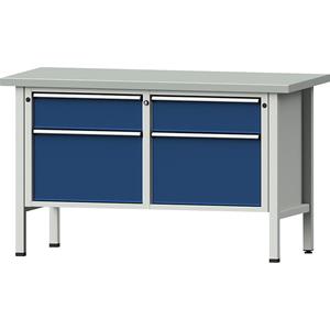 ANKE Werkbank, stellingbouw, 2 laden 180 mm, 2 laden 360 mm, hoogte 890 mm, plaatstalen toplaag