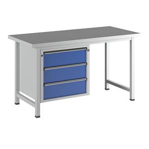 ANKE Werkbank, stellingbouw, 3 laden, breedte 1500 mm, universeel blad