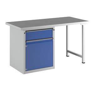 ANKE Werkbank, stellingbouw, 1 lade 180 mm, 1 deur 540 mm, breedte 1500 mm, universeel blad