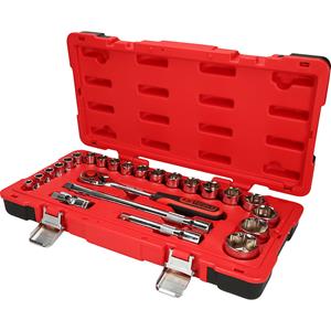 kstools KS Tools 1/2'' CHROMEplus dopsleutelset, 24 delen, Flank Traction