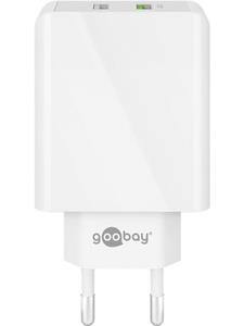 Goobay USB/QC-Lader  44957, 2-fach, 2+3 A, 28 W, weiß