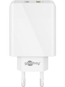 Goobay USB/QC-Lader  44957, 2-fach, 2+3 A, 28 W, weiß