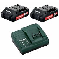 Metabo Basis Set 2 x 18V / 2,0 Ah Lion Akku mit Ladegerät SC 60 Plus